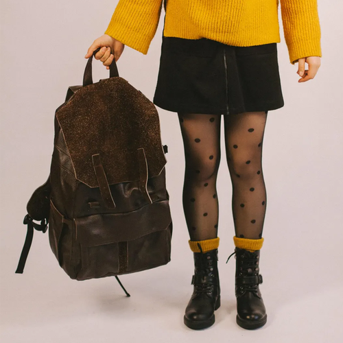 Brown Grained Textured Flap Backpack With Removable Modular Interior Dividers, Wide Front Slip Pocket And Integrated Top Grip Handle Hardware Camera Bag